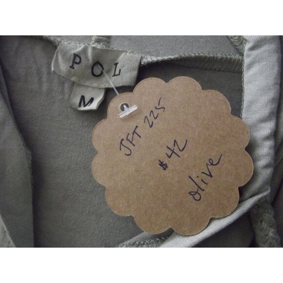 POL Hoodie Top Womens Medium Sage Green Crocheted Rope Drawstring Hooded shirt - Picture 5 of 11